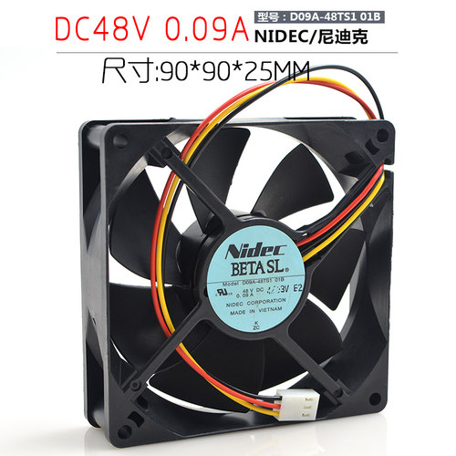 电产Nidec 9CM 9225 D09A-48TS1 01B 48V 0.09A 双滚静音珠风扇