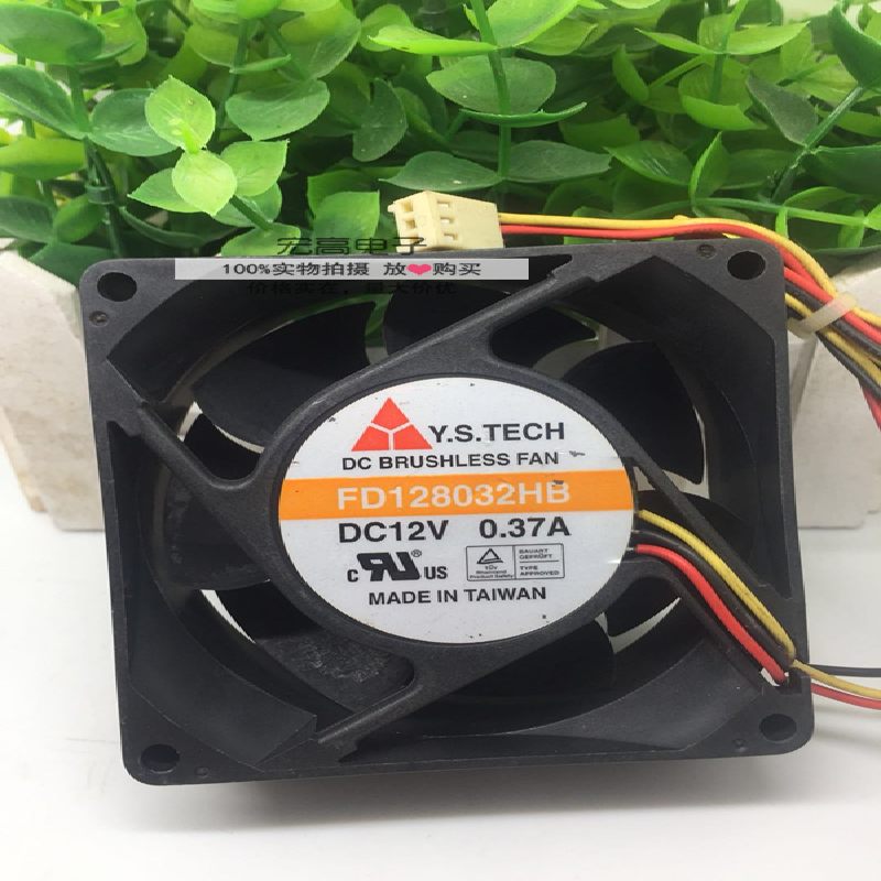 元山Y.S.TECH FD128032HB 12V 0.37A 8032 8CM 三线 滚珠散热风扇