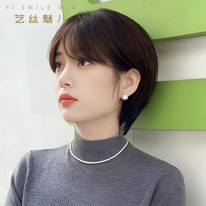 假发女短发自然减龄新款真发全真人发波波头化疗光头假发套全头套