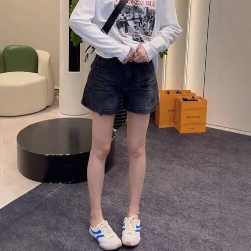 夏季新款洋气百搭毛边牛仔阔腿裤