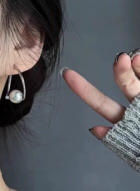 韩国小众设计感不规则珍珠耳扣女轻奢时尚简约气质冷淡风耳饰包邮