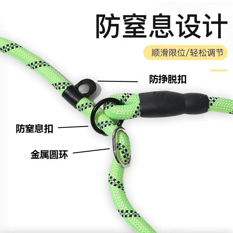 宠物用品一体式P绳狗绳双丝反光条狗狗牵引绳防窒息防爆冲牵引绳