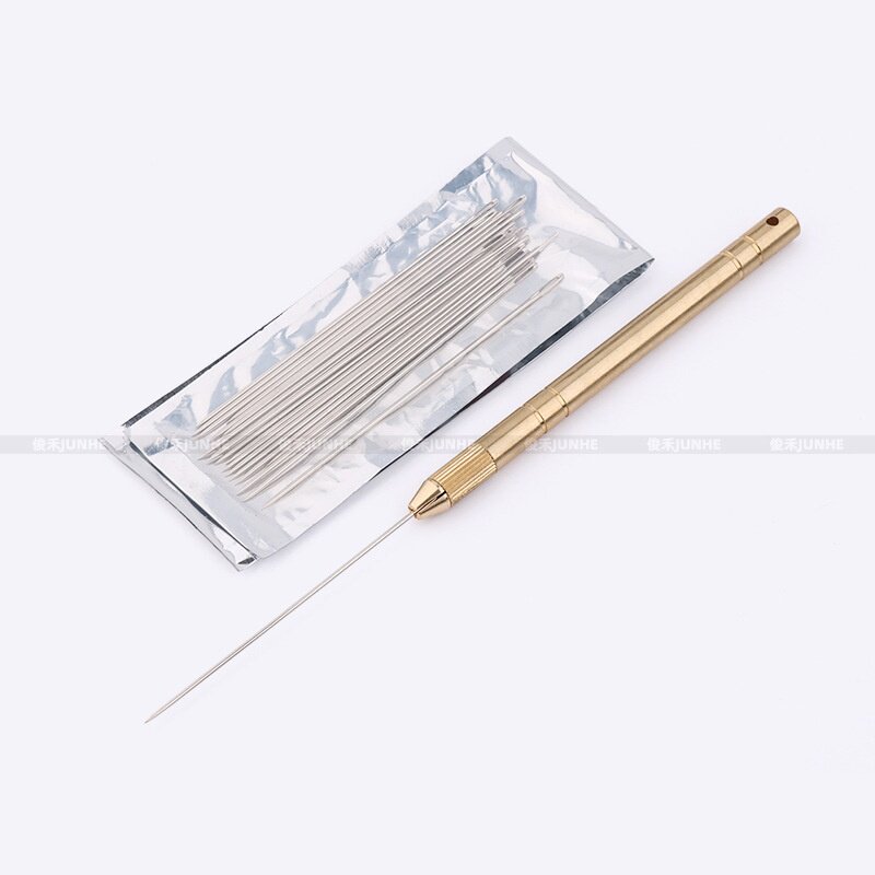 铜挑针手柄可调节铜装针器/手工针/手缝针手柄工具铜千枚通手柄