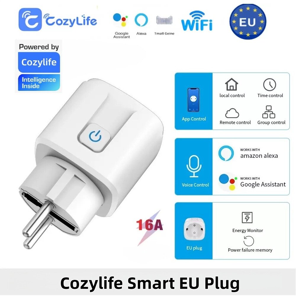 Cozylife Wifi欧规插座带计量智能定时插座开关插头Alexa语音控制