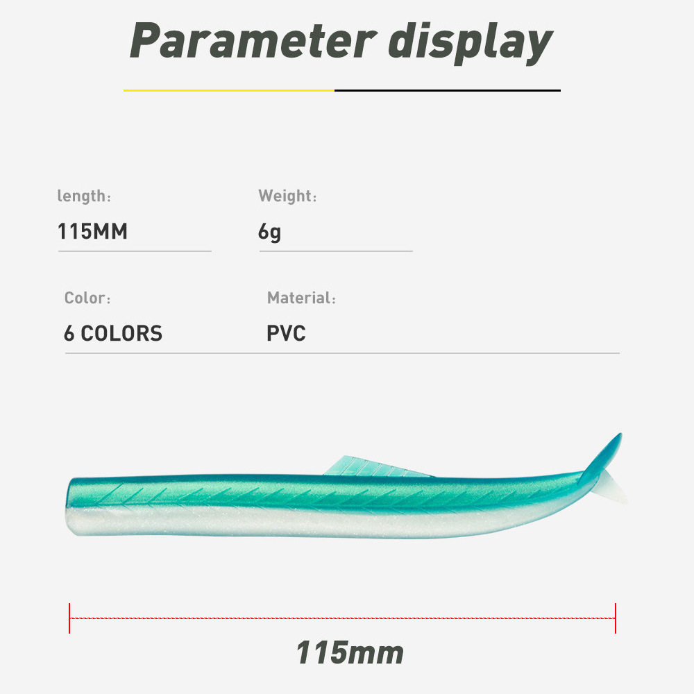 厂家直供铅头钩，路亚软饵套装三条尾软鱼115mm 6g软体仿真饵