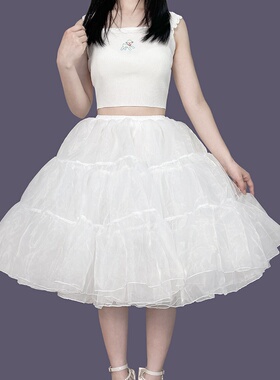 lolita裙撑无骨软纱中长款日常暴力撑衬裙延长撑洛丽塔汉服撑60CM