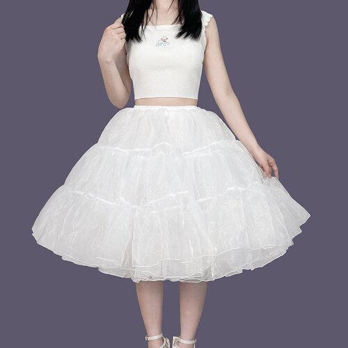 lolita裙撑无骨软纱中长款日常暴力撑衬裙延长撑洛丽塔汉服撑60CM