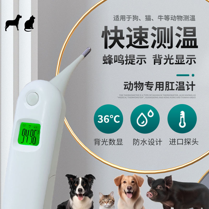 宠物兽用体温计肛温计狗狗猫咪温度计猪用电子体温测温快高精度
