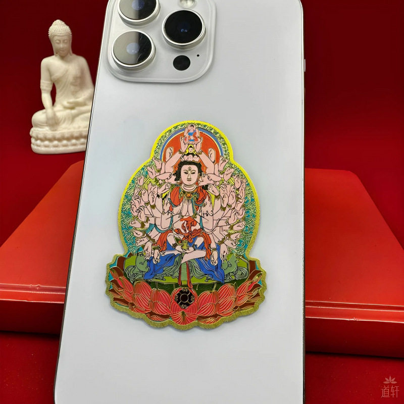 新款彩印加厚本命佛十二生肖八大守护神手机贴吉祥平板贴纸创意贴