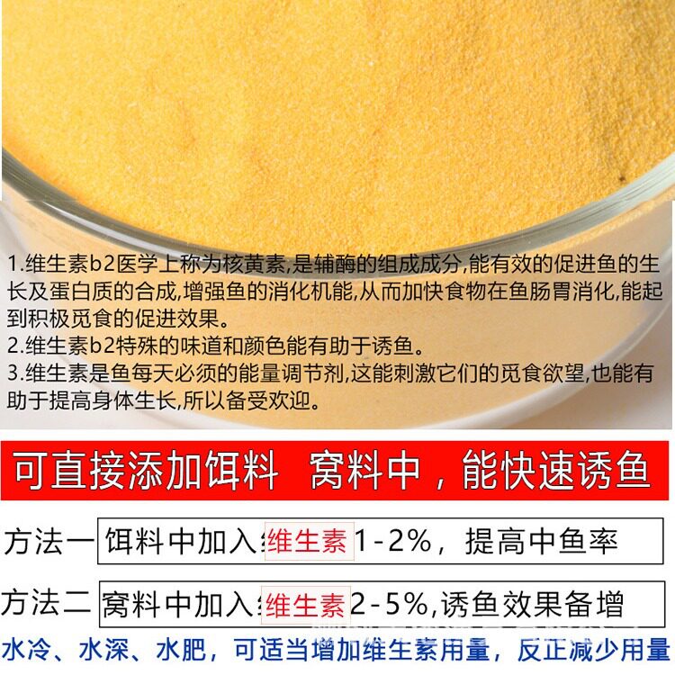 维生素b2钓鱼跨境诱鱼剂诱食添加剂鲫鱼鲤鱼泡米Vb2核黄素粉鱼饵