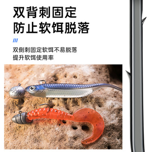 慕斯达根钓铅头钩微物路亚饵双背刺根钓钩防脱小型铅头钩青梢钩