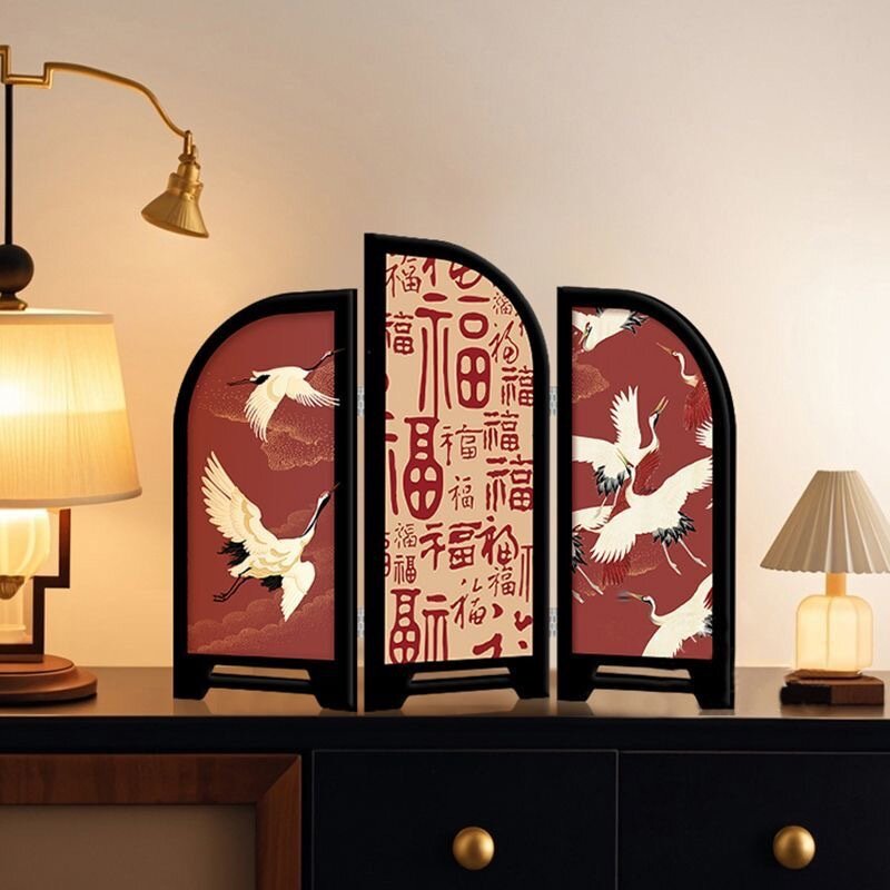 新中式百福图礼品桌面屏风摆件中古乔迁之喜摆画客厅玄关柜装饰画