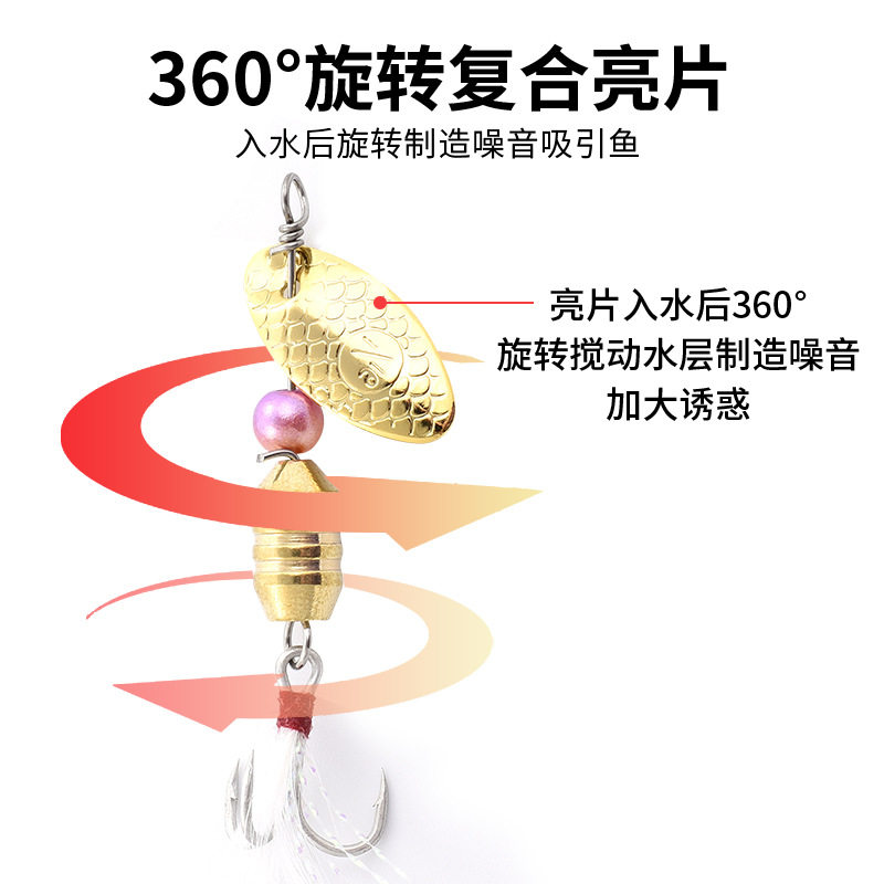 复合旋转亮片黑坑翘嘴狗鱼鲈鱼淡水远投路亚饵假饵单钩路亚亮片