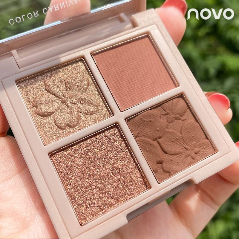 彩妆NOVO新款四色眼影 网红直播持妆易上色珠光哑光大地色眼影盘