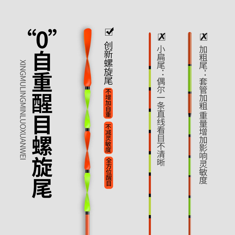 彩金纳米螺旋尾鱼漂高灵敏钓鲫鱼鲤鱼草鱼浮漂醒目加粗尾鱼漂