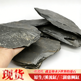 原生态溪流乌龟晒台石片薄片片岩页岩石片薄片鱼缸造景片溪流石