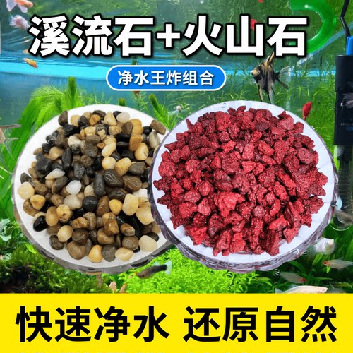 天然火山石溪流石鱼缸装饰套餐原生造景底砂铺底专用石子庭院养鱼