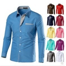 Shirts Casual Long Shirt 男衬衫 Men Sleeve for fit Mens Slim