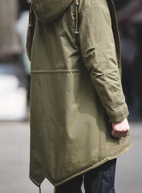 马登工装 美式复古M51鱼尾中长款风衣外套连帽派克大衣棉服男秋冬