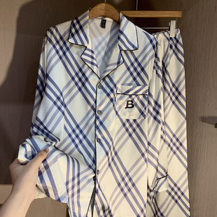 睡衣女家居服套装 情侣睡衣夏季 男士 高级感2025年新款 春秋 冰丝长袖