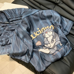 男女士丝绸家居服套装 三件套高级感2025新款 冰丝短袖 情侣睡衣夏季