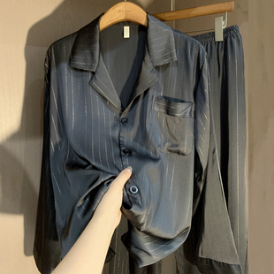 睡衣男丝绸家居服套装 男士 夏天薄款 冰丝高级感2025年新款 睡衣夏季