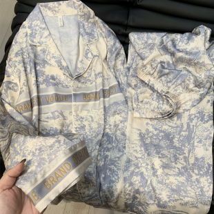 丝绸家居服套装 情侣睡衣春秋季 夏季 高级感奢华2025年新款 冰丝长袖