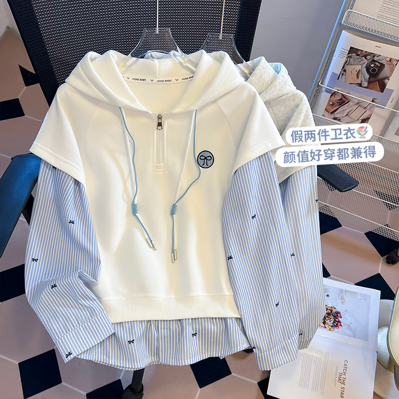 啄木鸟2026春秋新款半拉链卫衣女纯棉学生宽松t恤女长袖外套女潮