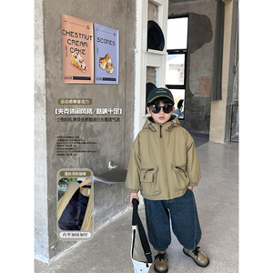 男童棉服2023冬装新款韩版宝宝休闲纯色棉衣洋气小童保暖棉袄外套