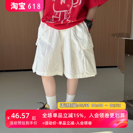 男童工装短裤大口袋裤子2026夏季新款帅气时髦儿童休闲宽松五分裤