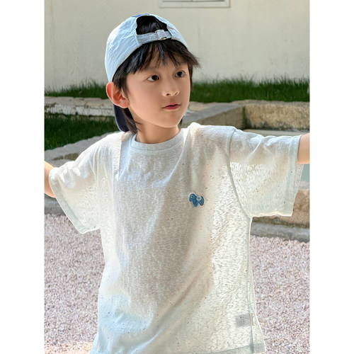 儿童短袖小马贴标休闲上衣2026夏季新款韩版男女孩圆领宽松半袖t