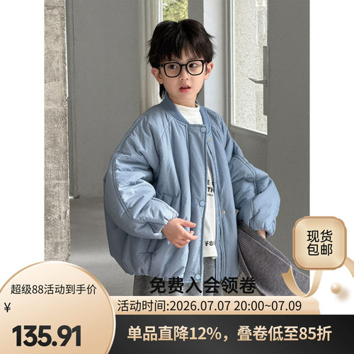 儿童棉衣2025冬装新款韩版时尚纯色简约百搭款保暖个性厚款棉服潮