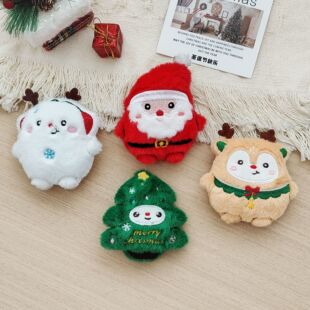 新款圣诞毛绒公仔胸针可爱圣诞老人雪人玩偶包包钥匙扣挂件小公仔