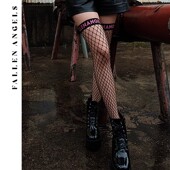 FallenAngels Skyline黑底粉字长筒渔网袜夏季 穿搭性感过膝大腿袜