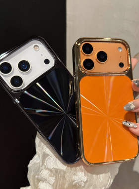 电镀CD纹适用于17promax橙色手机壳17AIR全包边16防摔15大孔14时尚13轻奢12高级感高颜值新款爆款苹果手机壳