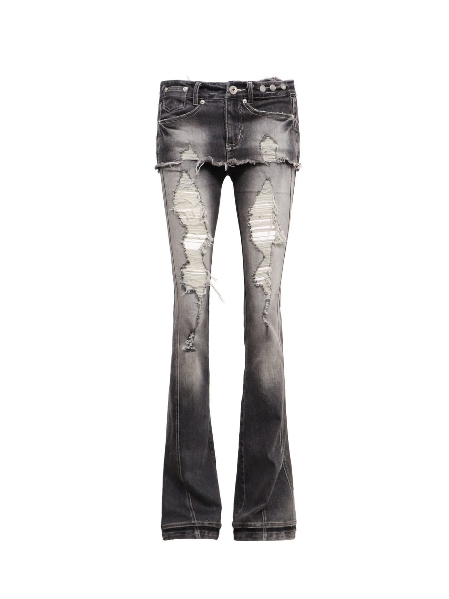 thumbnail for Floirds Market Multi-Wear Heavy Industry Stretch Wash Hole Detachable Spice Denim Short Skirt Pants