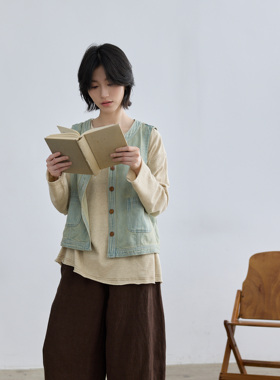 拙外【清溪】马甲女时髦洋气2026春新款浅蓝色百搭牛仔无袖外套
