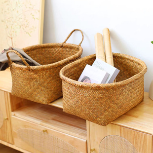 祖传编织框框收纳小孩玩具篮子有韧性竹编筐民宿网红衣物提篮通气