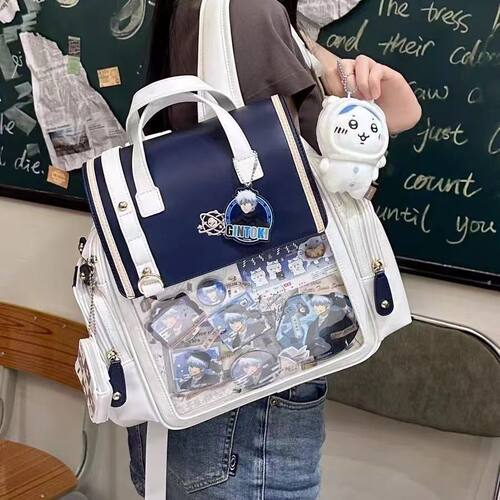 新款透明双肩学院早八大容量百搭斜挎包单肩通勤痛包JK吧唧制服