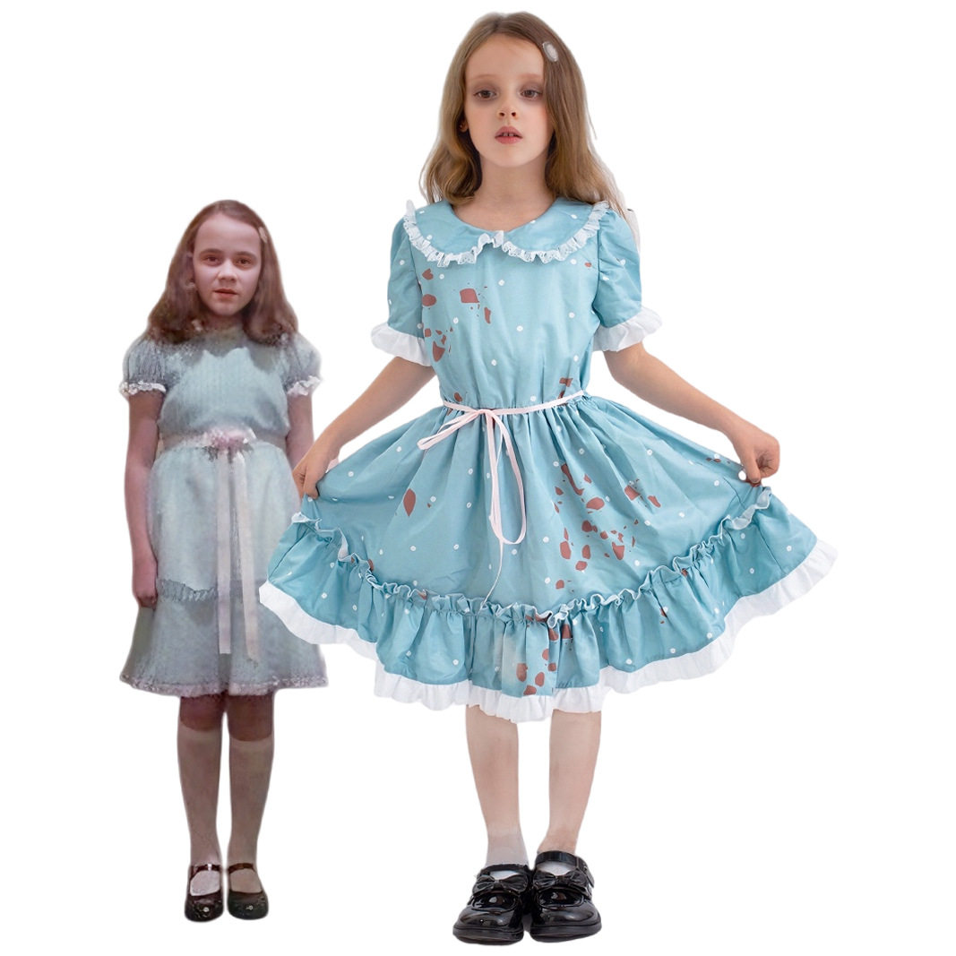 万圣节闪灵cos双胞胎the shining化妆舞会血派对表演服儿童演出服