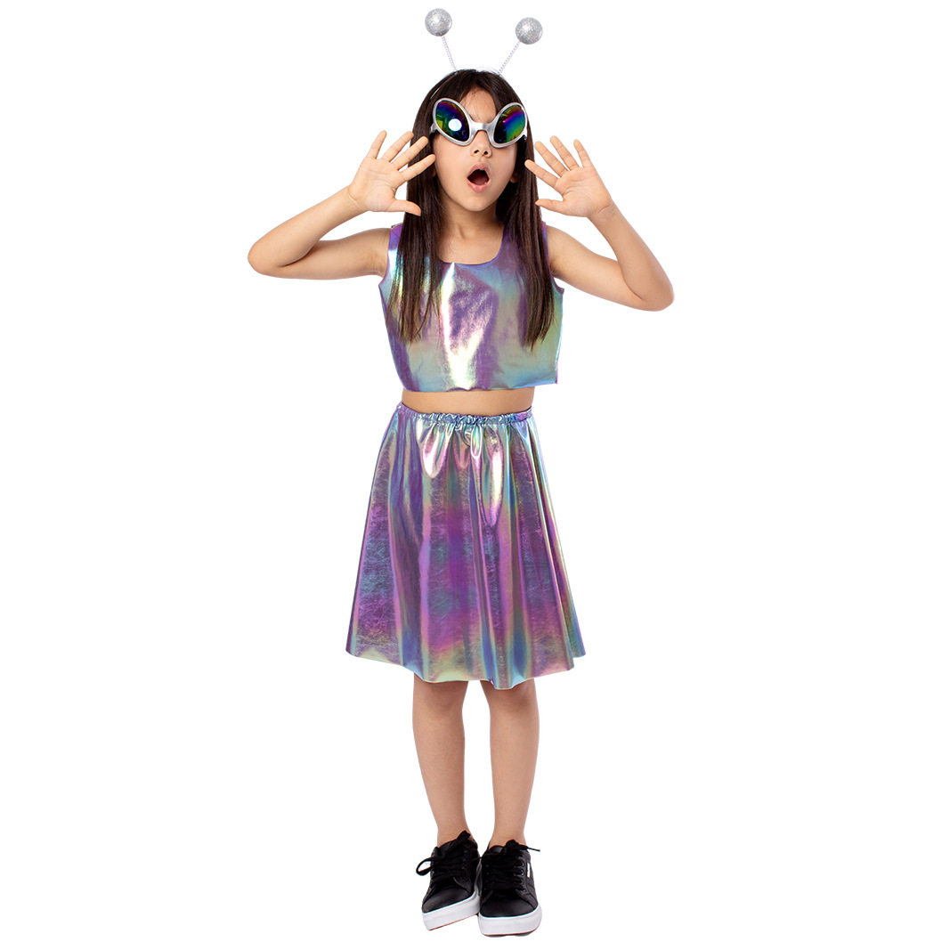 万圣节新款外星人角色扮演服儿童分体式裙子学校舞台表演演出服