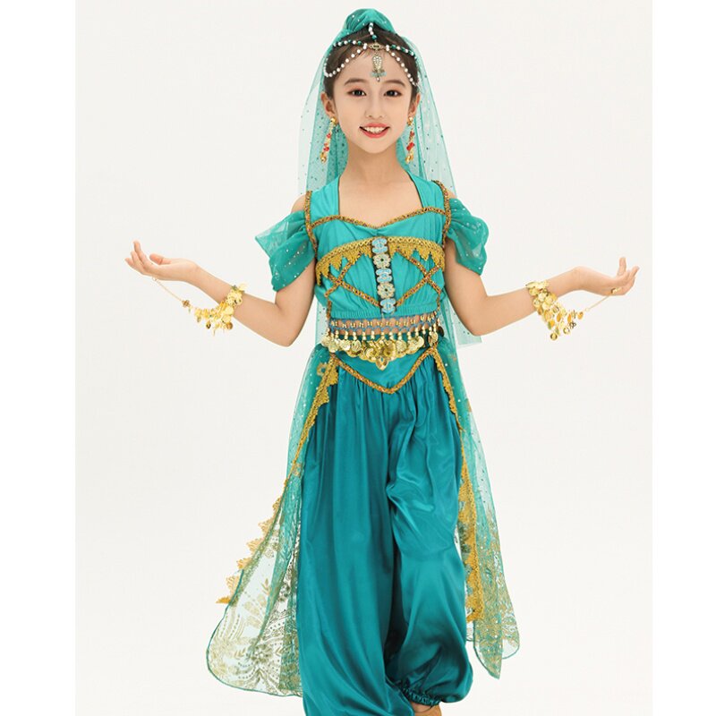 印度舞蹈服装女儿童六一幼儿新疆舞民族舞合唱表演出服茉莉公主裙