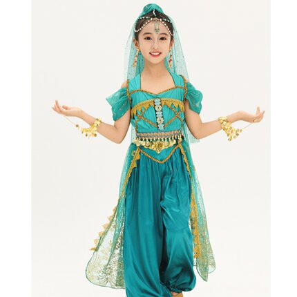 印度舞蹈服装女儿童六一幼儿新疆舞民族舞合唱表演出服茉莉公主裙