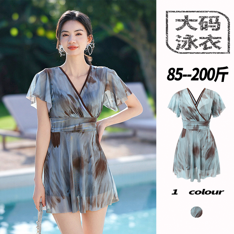 泳衣女款连体钢托聚拢大码遮肚显瘦绝美微胖遮肉高级感泡温泉泳装