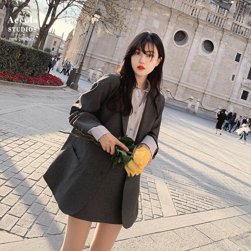 AUTUMN AND WINTER CLOTHES FRIED STREET SMALL SUIT JACKET KOREAN RETRO CHIC PORT STYLE TEMPERAMENT SMALL FASHION TWO-PIECE SUIT WOMEN