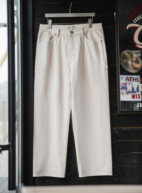 MRA男装白色B01伐木裤工装水洗牛仔裤纯棉直筒多口袋休闲长裤春季