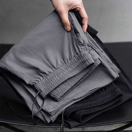 MRA男装户外微喇运动黑色工装裤吸汗垂感松紧腰灰色休闲长裤男夏