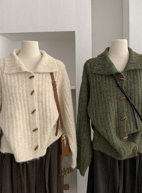 软糯慵懒风高领毛衣冬季新款加厚针织开衫上衣