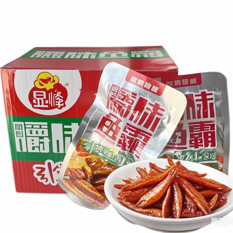 湖南益阳特产谢记显峰嚼味鱼霸40包 香辣/糖醋味毛毛鱼小鱼仔包邮