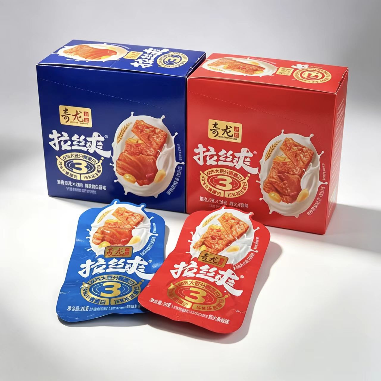 奇龙拉丝爽蛋白素肉爆汁豆干香辣解馋零食办公室宿舍即食休闲小吃